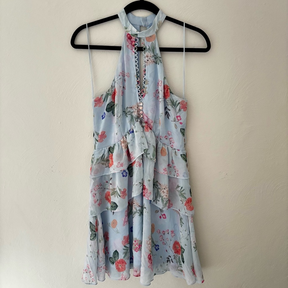 Express Light Blue Floral Dress